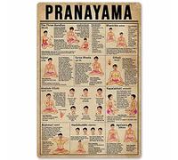 Oudrspo Pranayama Yoga Knowledge Posters Metal Signs Pilates Mat Exercises Wall Decor Science Chart Room Decor Printing Plaque 12x16 inchses
