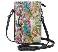 Oudrspo Pretty Peacock Crossbody Phone Purse Small Shoulder Bag Cell Phone Pouch Leather Wallet Best Gift for Anniversary,Birthdays