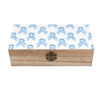 Oudrspo Prostate Cancer Awareness Blue Ribbons Wooden Keepsake Box Decorative Storage Box