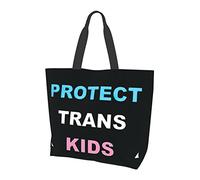 Oudrspo Protect Trans Kids Transgender Pride Month Tote Bag Ladies Cute Shopping Bag Large Capacity Shoulder Bag Work Fit Fashion Handbag Organizer