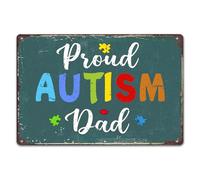 Oudrspo Proud Autism Dad Metal Tin Sign, Sarcastic Joke For Home Office Man Cave Bedroom Accessories Garage Bar Pub Cafe Shop Car Wall Art Decor Sign 12x16 Inch