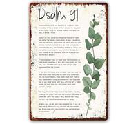 Oudrspo Psalm 91 Metal Tin Sign Bible Verses Wall Decor Scripture Wall Art He Will Cover You With His Feathers Artwork Decoration For Living Room Wall Plaque Metal Tin Sign 6 x 8 inch