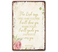 Oudrspo Psalm 91 Metal Tin Sign Bible Verses Wall Decor Scripture Wall Art He Will Cover You With His Feathers Artwork Decoration For Living Room Wall Plaque Metal Tin Sign 6 x 8 inch