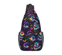 Oudrspo Psychedelic Horror Eyes Brain Sling Bag Crossbody Travel Hiking Chest Halloween Backpack Shoulder Daypack for Women Men