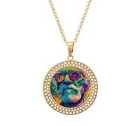 Oudrspo Psychedelic Weed Elderly Man Art Pendant Necklace for Women Diamond Necklaces Circle