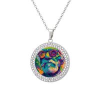 Oudrspo Psychedelic Weed Elderly Man Art Pendant Necklace for Women Diamond Necklaces Circle