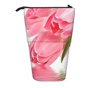 Oudrspo Purple Bathtub and Daisy Pencil Case Stand Up Pencil Pouch Cute Telescopic Pencil Holder Case Makeup Bag for Office