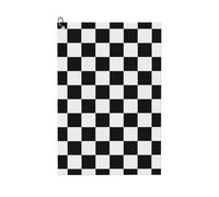Oudrspo Race Checkerboard Checkered Black and White Golf Waffle Towel, Using Wet Dry Technology, Men's and Women's Golf Bag Accessories, with Mountain Buckle 24×16in.