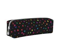 Oudrspo Rainbow Paw Footprint Animal Pattern Pencil Pouch Round Pen Case Portable Pencil Bag Leather Organizer with Zipper Cosmetic Pouch Bag