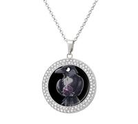 Oudrspo Raven Holding Dice Pendant Necklace for Women Diamond Necklaces Circle
