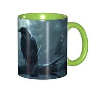 Oudrspo Ravens Double Color Ceramic Coffee Mug(11oz) Classic Round Handle Microwave Safe Tea Cup with Smooth Glossy Finish for Office and Home