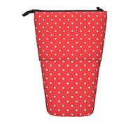 Oudrspo Red and White Polka Dots Pencil Case,Stand Pencil Pouch,Telescopic Pencil Case Stand Pencil Holder Pen Bag