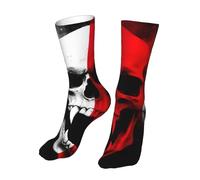 Oudrspo Red And White Screaming Demon Skull Print Funny And Crazy Socks With Novelty For Men,Women,Teens