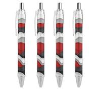 Oudrspo Red Black Gray Modern Coastal Ocean Ballpoint Pen Retractable Writing Smooth Black Ink Ball Point Pens Office Supplies 4 PCS