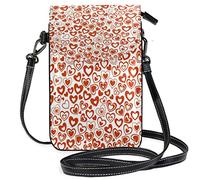 Oudrspo Red Heart Romance Crossbody Phone Purse Small Shoulder Bag Cell Phone Pouch Leather Wallet Best Gift for Valentines Day,Anniversary,Birthdays