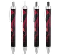 Oudrspo Red Moonlit Crow And Skull Ballpoint Pen Retractable Writing Smooth Black Ink Ball Point Pens Office Supplies 4 PCS