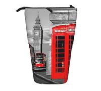 Oudrspo Retro London Telephone Standing Pencil Case, Cute Pen Pouch, Telescopic Stationery Pouch Makeup Cosmetics Bag for Women Office