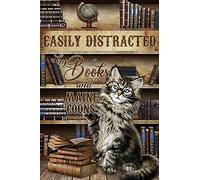 Oudrspo Retro Maine Coon Cat Reading Metal Tin Sign Easily Distracted By Book And Maine Coons Poster Vintage Metal Plaque Wall Decor Gift For Bathroom Restaurant Farm Bedroom Cafe School 8x12inch