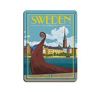 Oudrspo Retro Sweden Stockholm Travel Poster Vintage Metal Tin Sign Wall Decor for Bar, Man Cave, Cafe, Family Garage - 12x16 inch