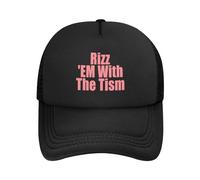 Oudrspo Rizz 'Em with The Tism Stylish Trucker Hat Mesh Baseball Cap for Adults-AdjustableBlack