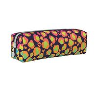 Oudrspo Rose Gold Glitter Ombre Leopard Pattern Pencil Pouch Round Pen Case Portable Pencil Bag Leather Organizer with Zipper Cosmetic Pouch Bag
