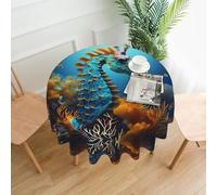 Oudrspo Round Decorative tablecloths -60 in Waterproof Soft for Round Table Dining Table Coffee Table Blue Seahorse Printed