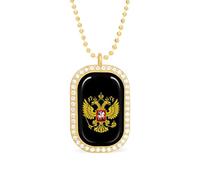 Oudrspo Russia Coat Of Arms Russian Flag Custom Necklace for Women Rectangle Pendant Necklaces Fashion Jewelry Gifts Gold Silver