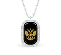 Oudrspo Russia Coat Of Arms Russian Flag Custom Necklace for Women Rectangle Pendant Necklaces Fashion Jewelry Gifts Gold Silver
