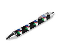 Oudrspo Russia Palestine Flags Heart Retractable Ballpoint Pens Black Gel Ink Pen Smooth Writing for Office Home Work