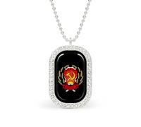 Oudrspo Russian Soviet Federative Socialist Republic Custom Necklace for Women Rectangle Pendant Necklaces Fashion Jewelry Gifts Gold Silver
