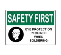 Oudrspo SAFETY FIRST Eye Protection Required When Soldering Sign With Symbol Safety Signs Style 13681 Caution Metal Tin Sign Bold High-Visibility Design for Safety 8x12 Inch