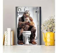 Oudrspo Sasquatch On Toilet Aluminium Metal Tin Sign 8x6 Inch Home Plaque Poster Home Bar Pub Wall are Decor New