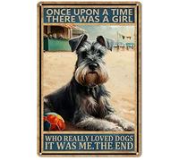 Oudrspo Schnauzer Vintage Tin Sign There Was A Girl Who Really Loved Schnauzer Metal Poster Retro Plaque Wall Decor Gift For Garden Men Cave Library Living Room Cinema Garage 8x12inch