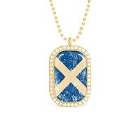 Oudrspo Scotland Vintage Flag Shiny Square White Diamond Necklace for Women Diamond Pendant Jewelry Chain Gift