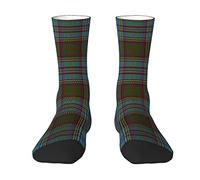 Oudrspo Scottish Clan Anderson Tartan Plaid Men & Women Crew Socks,Tartan Plaid Novelty Fashion Casual Crew Tube Sock Athletic Sports Dress Socks