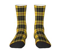 Oudrspo Scottish Clan Macleod Yellow Black Tartan Plaid Men & Women Crew Socks,Tartan Plaid Novelty Fashion Casual Crew Tube Sock Athletic Sports Dress Socks