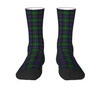 Oudrspo Scottish Clan Malcolm Tartan Men & Women Crew Socks,Tartan Plaid Novelty Fashion Casual Crew Tube Sock Athletic Sports Dress Socks