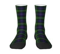 Oudrspo Scottish Colors Clan Farquharson Tartan Plaid Men & Women Crew Socks,Tartan Plaid Novelty Fashion Casual Crew Tube Sock Athletic Sports Dress Socks