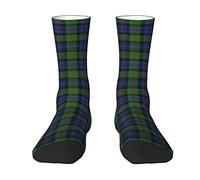 Oudrspo Scottish Colors Clan Murray Tartan Plaid Men & Women Crew Socks,Tartan Plaid Novelty Fashion Casual Crew Tube Sock Athletic Sports Dress Socks
