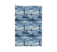 Oudrspo Sea Marine and Lighthouse 2 Print 24x16IN Golf Towel, Microfiber Towel with Carabiner Clip,Essential Golf Accessories for Cleaning Clubs and Balls