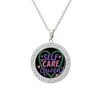 Oudrspo Self-Care Queens Pendant Necklace for Women Diamond Necklaces Circle