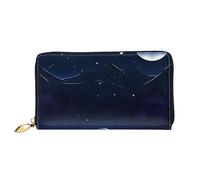 Oudrspo Serene Blue Night View Women's Long Zipper Wallet, 7.48x4.13 Inches, Comes with Credit Card Slots Inside, Lightweight and Durable.
