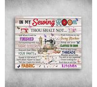 Oudrspo Sewing Room, Tailor Gift, in My Sewing Room, Thou ShaltAsk When It Will Be Finished Retro Wall Decor Man Cave Home Pub Metal Tin Sign in 8x12 Inches.