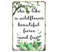 Oudrspo She is Like A Wildflower Beautiful Fierce and Free Retro Metal Tin Sign Funny Gardening Vintage Wall Decor for Home Coffee Kitchen Bar Club Man Cave Garage Decor Gift 8x12 Inch