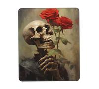 Oudrspo Skull Bloody Rose Mouse Pad Black Durable Soft Waterproof Non-Slip Rubber Leather with Stitched Edge Gaming Mouse Pads for Desk Office Laptop 8.3 X 10.3 in