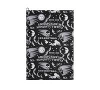 Oudrspo Skull Moon Sun Gothic Witch Board Seamless Black Golf Waffle Towel, Using Wet Dry Technology, Men's and Women's Golf Bag Accessories, with Mountain Buckle 24×16in.