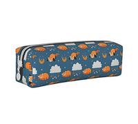 Oudrspo Sleeping Red Panda Pattern Pencil Pouch Round Pen Case Portable Pencil Bag Leather Organizer with Zipper Cosmetic Pouch Bag