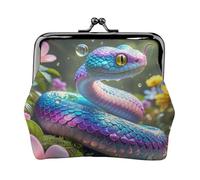 Oudrspo Snake Parrot Kiss Lock Coin Purse for Women, Small Leather Change PurseBuckle Coin Wallet