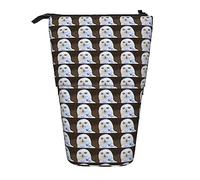 Oudrspo Snowy Owl Eyes Pencil Case Printed Standing Pencil Case Telescopic Pencil Holder Case Cute Stationery Case Office Organizer with Zipper Closure