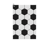 Oudrspo Soccer Ball White and Black Golf Waffle Towel, Using Wet Dry Technology, Men's and Women's Golf Bag Accessories, with Mountain Buckle 24×16in.